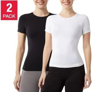 32 Deg Layer Zero Women's Black and White Short Sleeve Tops - 2 Pack